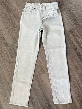 Vintage Levis 501 80s USA Women’s Cream Grey Casual Western 26501 Jeans 26x31
